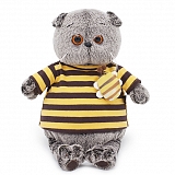 Мягкая игрушка BUDI BASA Ks25-092 Басик в полосатой футболке с пчелой 25 см